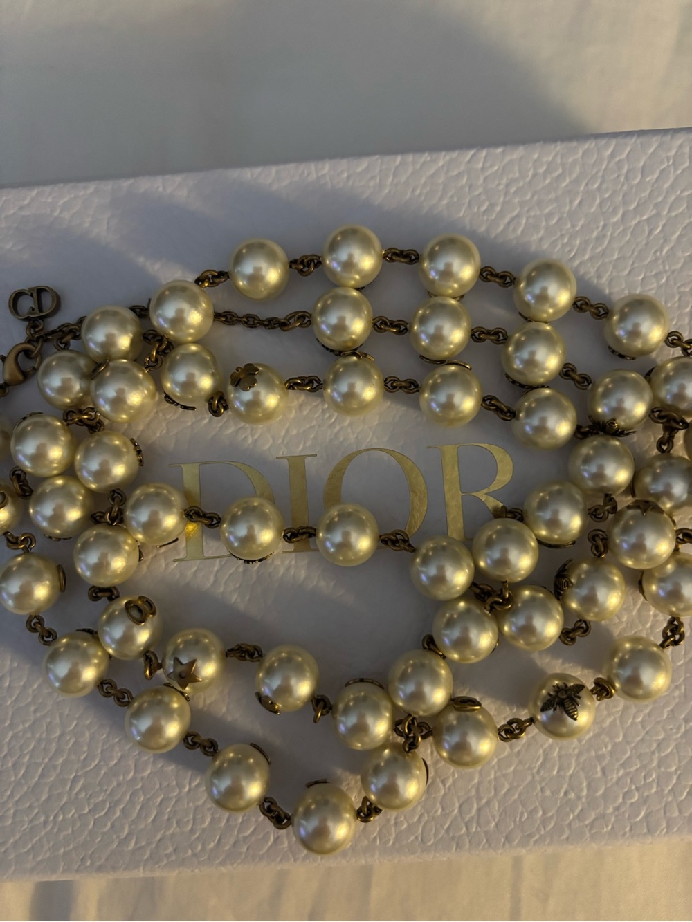 Dior Pearl necklace with Christian Dior signature symbols